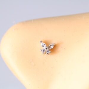 Crystal Butterfly nose Piercing 20 gauge New